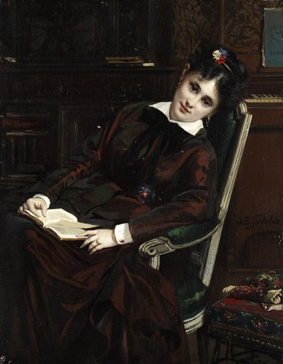 Young Woman Reading by Jules Emile Saintin